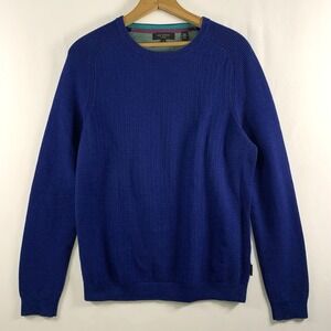 Ted Baker Mens Textured Knit Crewneck Sweater Tag Sz 3 (Actual Slim M)  Blue
